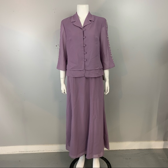 New! Vintage Nancy Michaels Skirt Suit Set skirt Jacket Shirt Top - Picture 1 of 14